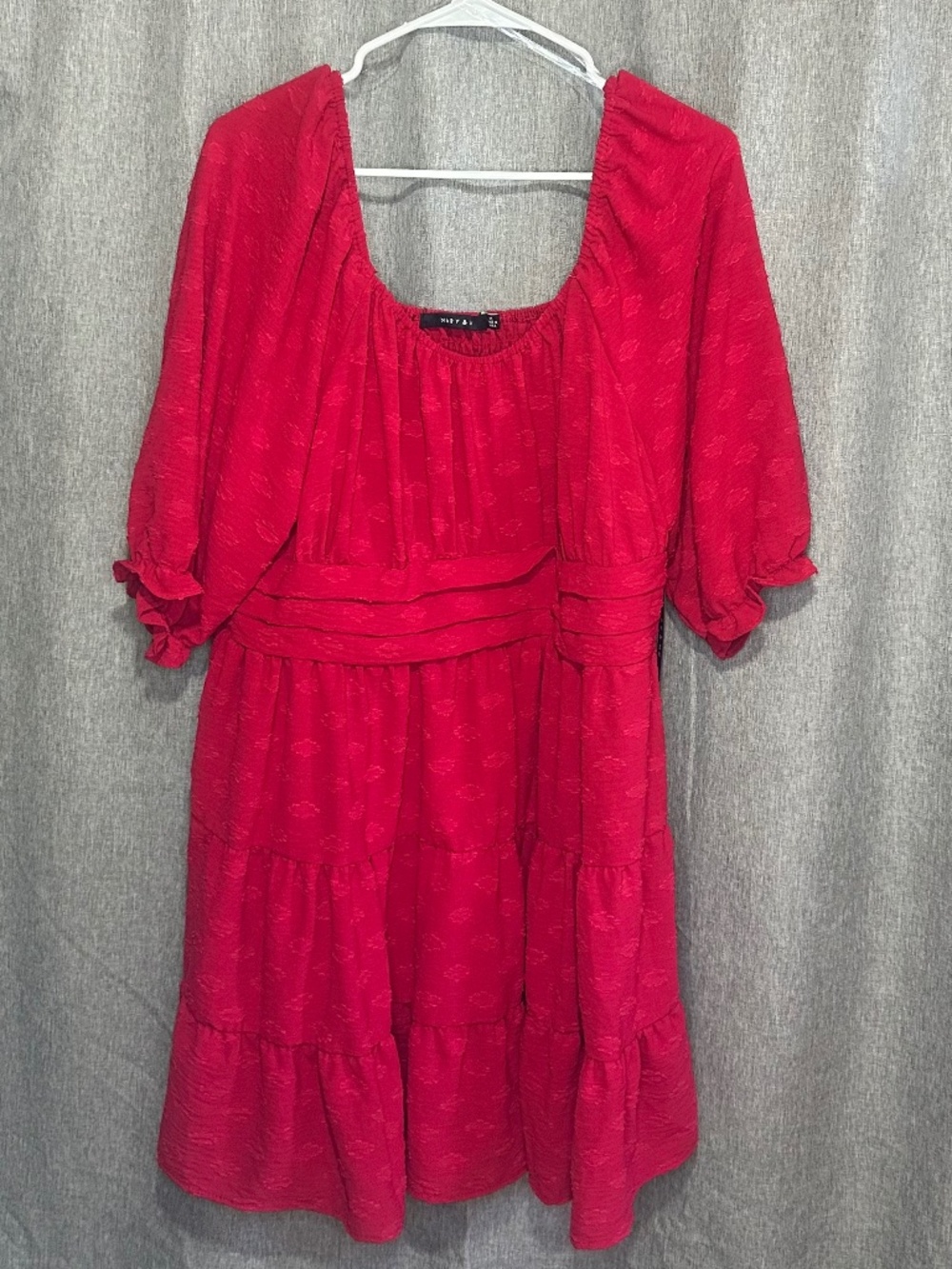 Mary & Mo Red/Pink Textured Tiered Mini Dress Size 1XL